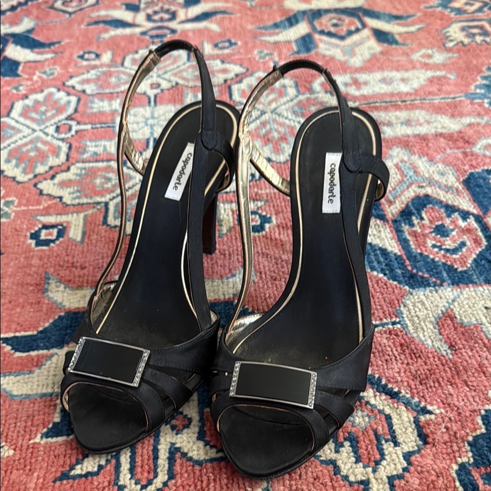 Black Peep-Toe Heels